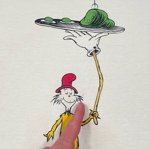Vintage 90s Dr Seuss Green Eggs and Ham Sam I Am T Shirt - Picture 4 of 6